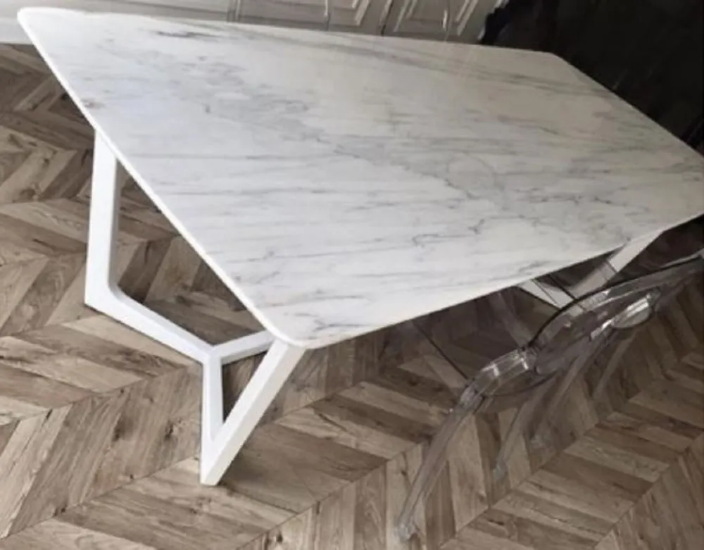 Casa Padrino mesa de comedor de lujo blanco 200 x 100 x A. 75 cm - Mesa de cocina moderna con tablero de mármol y estructura de acero inoxidable - Muebles de comedor de lujo Mega-Angebot