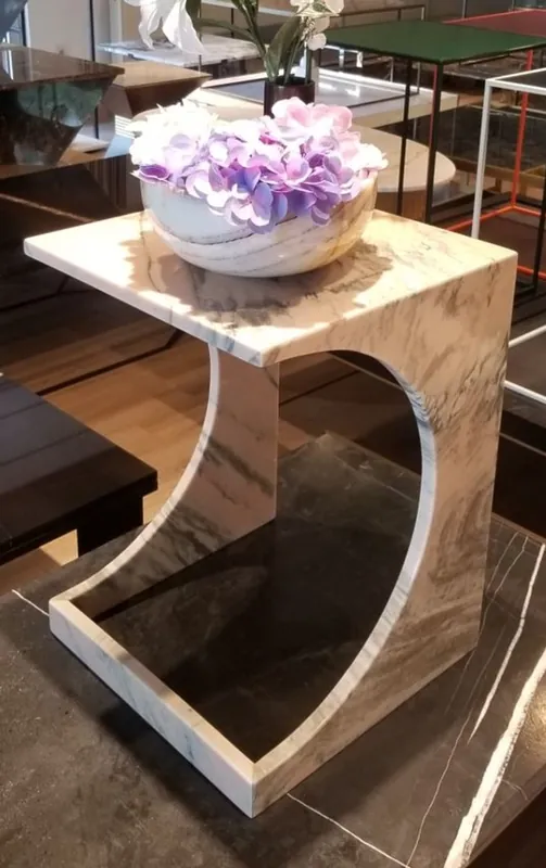 Direkt Vom Hersteller Casa Padrino mesa auxiliar de mármol de lujo blanco / gris 40 x 40 x A. 55 cm - Mesa de flores de mármol - Muebles de salón de mármol de lujo