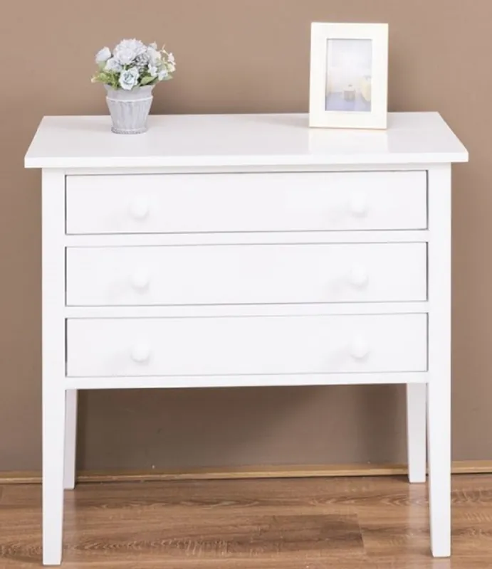 Markenware Casa Padrino cómoda de madera maciza de estilo campestre con 3 cajones blanco 80 x 41 x A. 75 cm - Muebles de Estilo Campestre