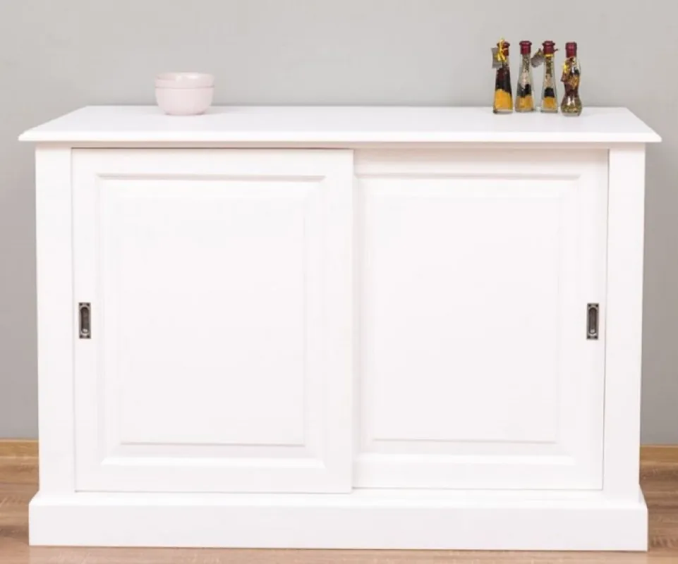 Casa Padrino aparador de estilo campestre blanco 135 x 55 x A. 100 cm - Armario de madera maciza con 2 puertas correderas - Muebles de Estilo Campestre Preiswert