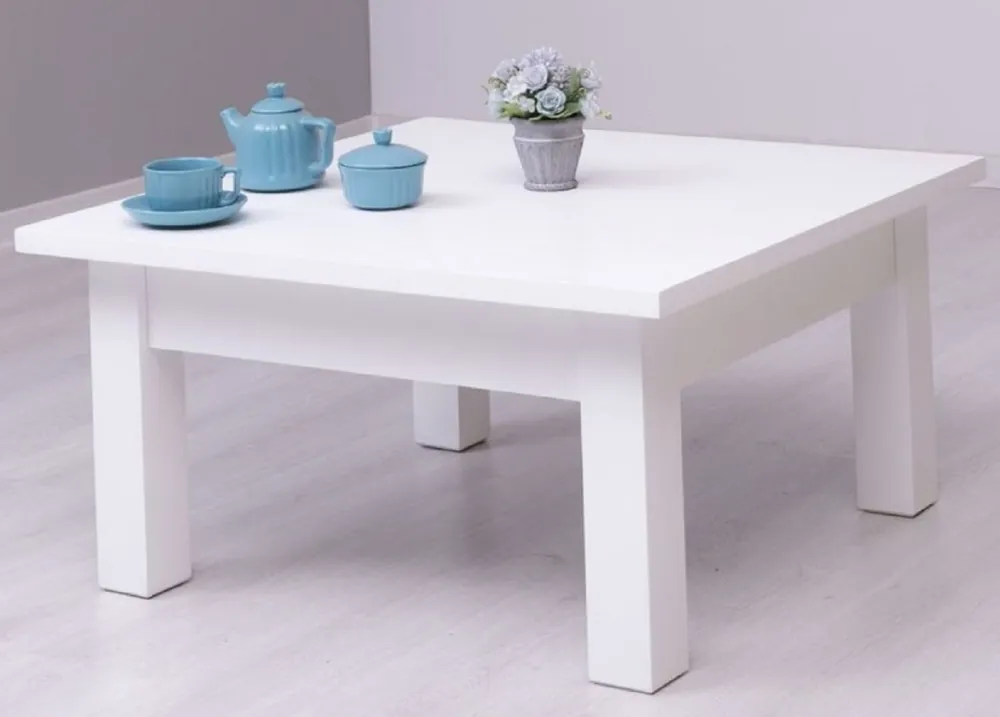 Casa Padrino mesa de centro de estilo campestre blanco 90 x 90 x A. 45 cm - Mesa de la Sala de Madera Maciza - Muebles de Sala en Estilo Campestre Mega-Angebot