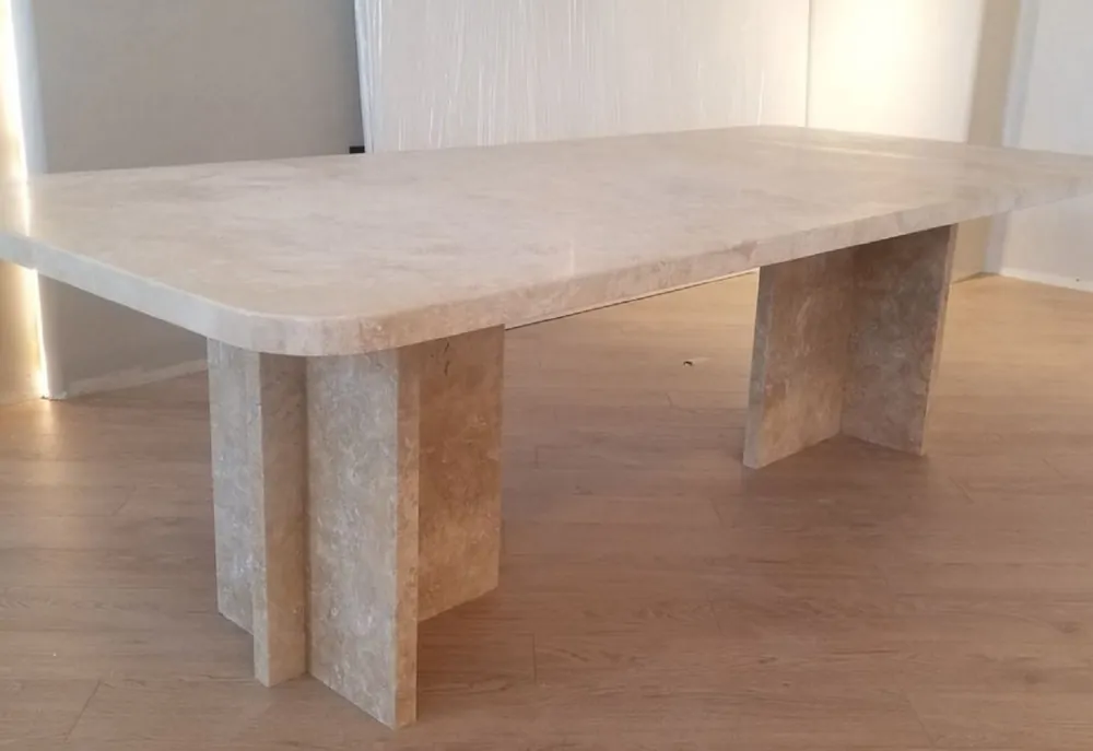 Casa Padrino mesa de comedor de lujo beige 230 x 100 x A. 75 cm - Mesa de cocina moderna de mármol travertino de alta calidad - Muebles de comedor de lujo Mega-Angebot