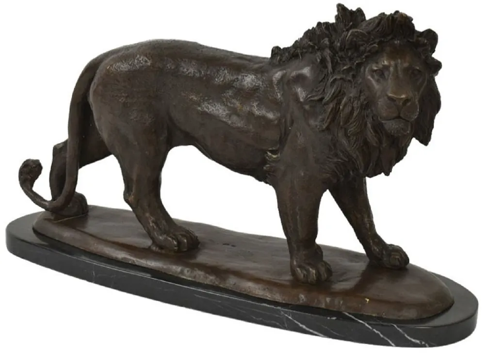 Casa Padrino escultura de bronce de lujo león bronce / negro 49 x 16 x A. 31 cm - Figura de bronce con base de mármol - Figura de Decoración - Accesorios de Decoración - Colección de Lujo Neu Im Sortiment