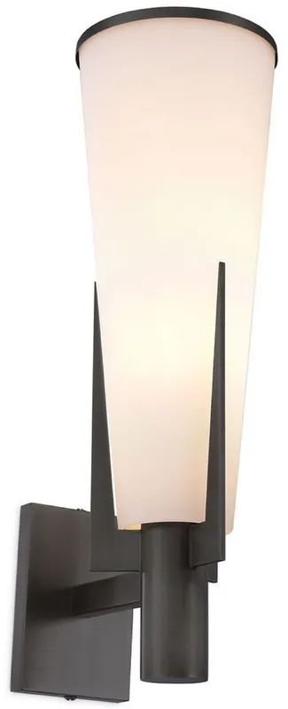 Saisonangebot Casa Padrino lámpara de pared de lujo bronce / blanco 13 x 19 x A. 40,5 cm - Elegante aplique de metal con pantalla de vidrio - Lámparas de Lujo
