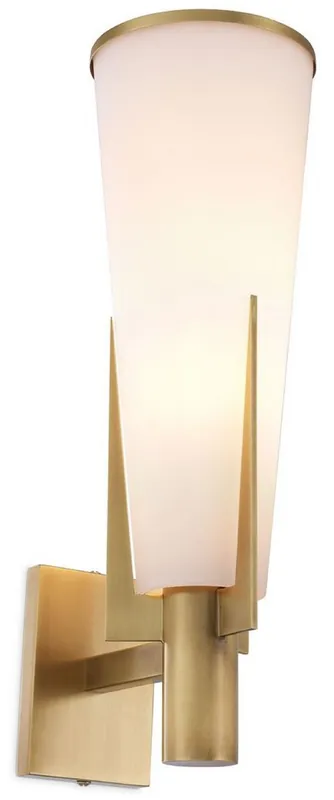 Casa Padrino lámpara de pared de lujo latón antiguo / blanco 13 x 19 x A. 40,5 cm - Elegante aplique de metal con pantalla de vidrio - Lámparas de Lujo Online Kaufen