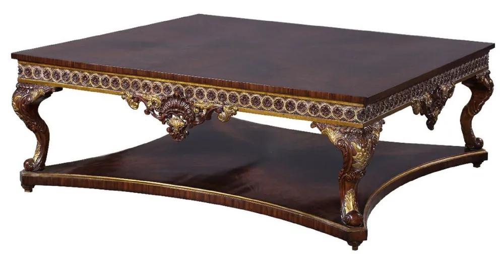 Casa Padrino mesa de centro barroco de lujo marrón / oro - Mesa de madera maciza hecha a mano en estilo barroco - Muebles de salón barrocos - Noble y Magnífica Angebot