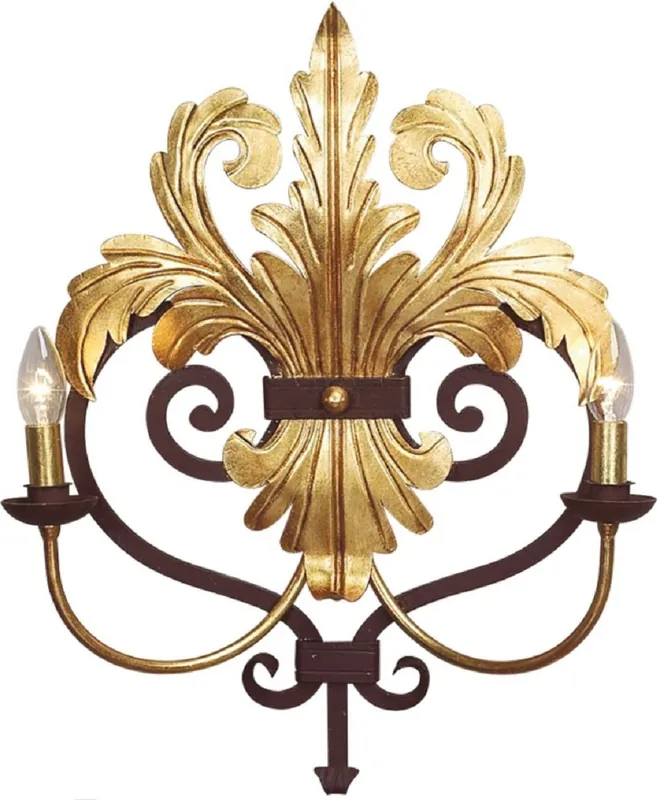 Abverkauf Casa Padrino lámpara de pared barroco de lujo oro / óxido 45 x 16 x A. 56 cm - Lámpara de pared de metal hecha a mano - Lámparas de pared barrocos