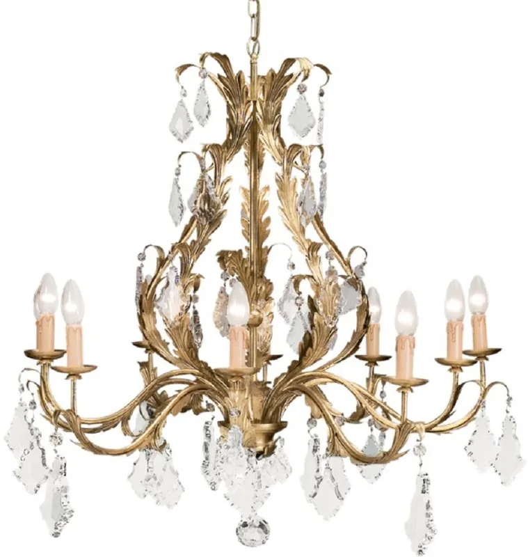 Schneller Versand Casa Padrino araña de luces barroco de lujo oro Ø 80 x A. 80 cm - Arañas de Luces de Salón Barroco y Art Nouveau