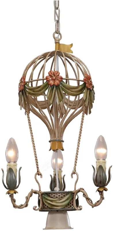 Saisonangebot Casa Padrino araña de luces Art Nouveau de lujo globo de aire caliente multicolor Ø 27 x A. 55 cm - Arañas de Luces de Salón Barroco y Art Nouveau