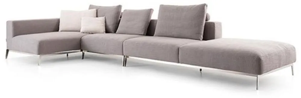 Geprüft Casa Padrino sofá de lujo gris / plata 400 x 178 x A. 56 cm - Sofá de esquina ajustable para salón - Muebles de salón de lujo