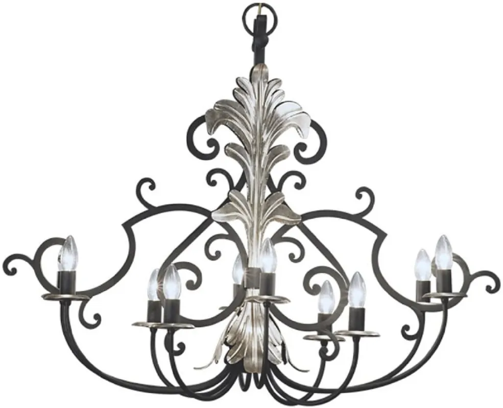 Casa Padrino araña de luces barroco de lujo antracita / plata 105 x 40 x A. 90 cm - Lámpara de Araña Ovalada de Hotel y Restaurante - Noble y Magnífico Markenprodukt