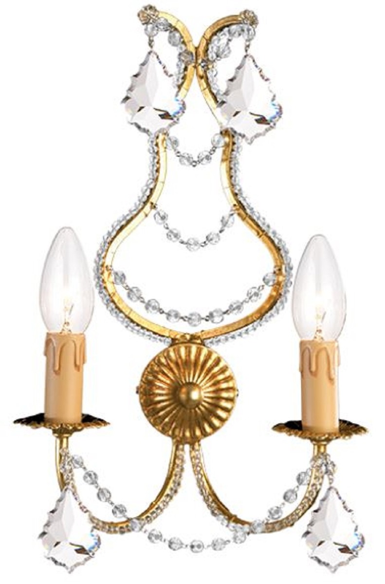 Neu Casa Padrino lámpara de pared de cristal barroco de lujo oro 24 x 12 x A. 40 cm - Elegante lámpara de pared de metal con noble cristal de Bohemia - Luces Barrocos