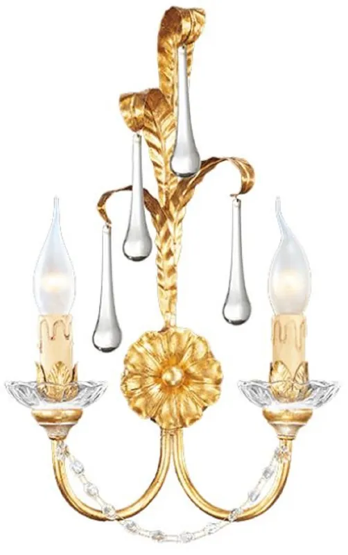 Casa Padrino lámpara de pared barroco de lujo oro 28 x 12 x A. 42 cm - Elegante lámpara de pared de metal con fino cristal de Murano - Luces Barrocos Aktuell