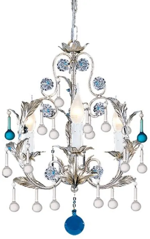 Bestpreis Casa Padrino araña de luces barroco de lujo plata / azul Ø 39 x A. 50 cm - Magnífica lámpara de araña con cristal de Murano - Calidad de lujo
