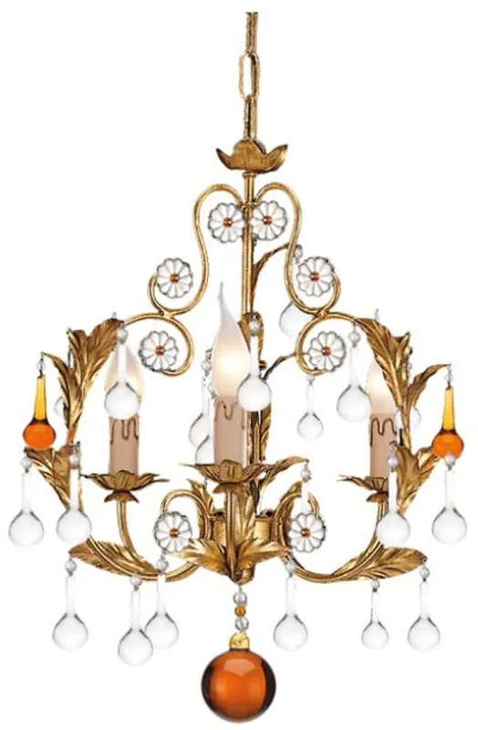 Preisknaller Casa Padrino araña de luces barroco de lujo oro / naranja / amarillo Ø 39 x A. 50 cm - Magnífica lámpara de araña con cristal de Murano - Calidad de lujo