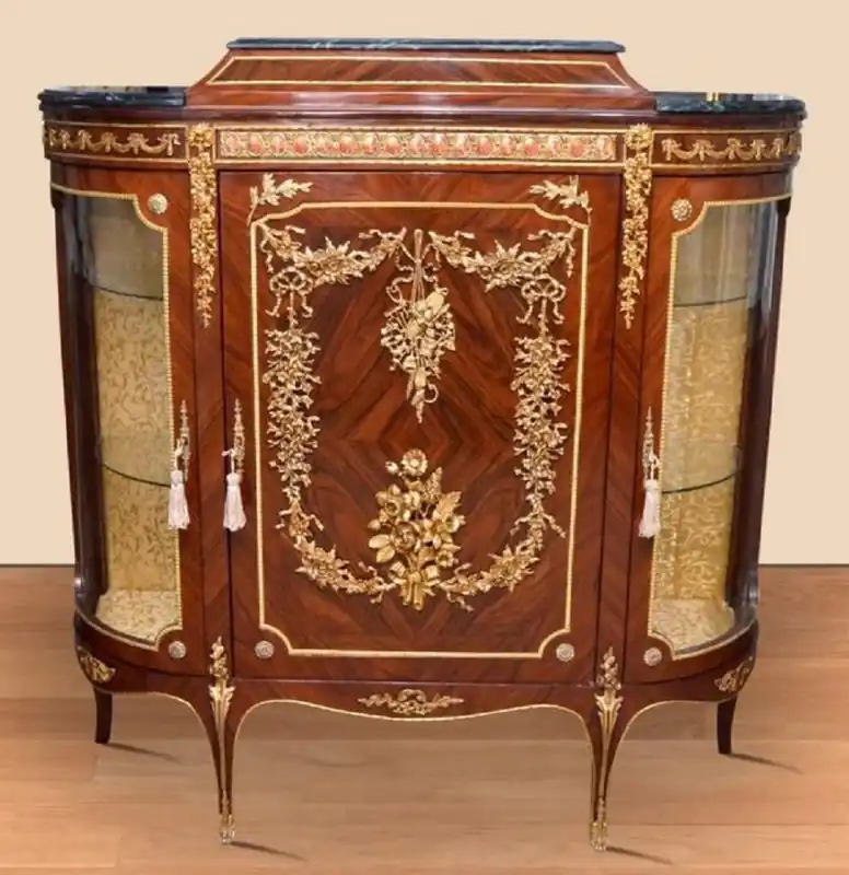 Schneller Versand Casa Padrino aparador barroco marrón / oro / negro - Gabinete de madera maciza hecho a mano con 3 puertas y encimeras de mármol - Muebles de salón barrocos