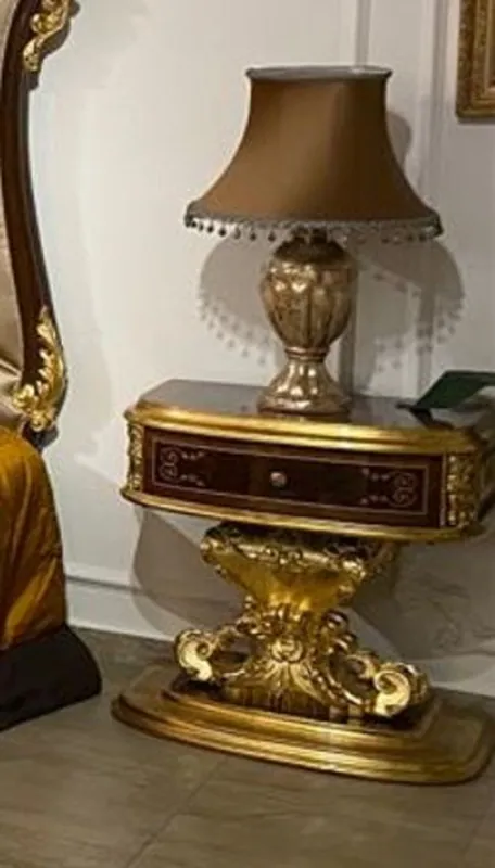 Schnäppchen Casa Padrino mesita de noche barroco de lujo marrón oscuro / oro - Mesita de noche hecha a mano con cajón - Muebles de dormitorio barrocos de alta calidad - Noble y Magnífica