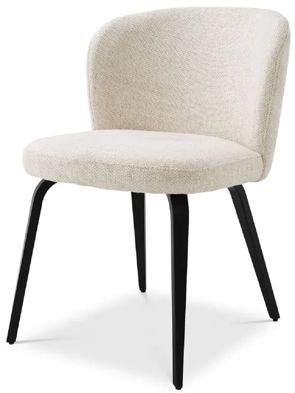 Neuheit Casa Padrino silla de comedor de lujo natural / negro 57 x 69 x A. 81 cm - Silla de cocina tapizada en diseño retro - Muebles de comedor retro de lujo