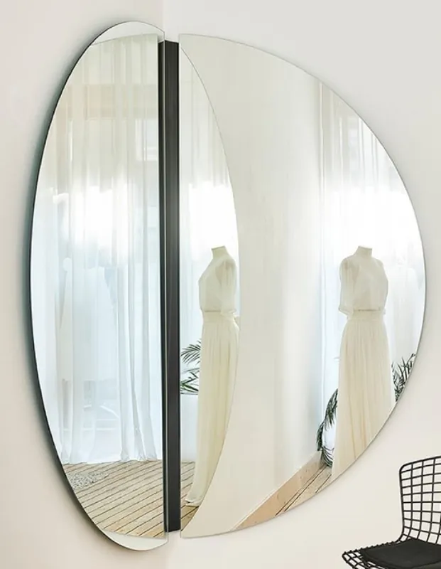 Casa Padrino espejo de esquina de lujo negro 150 x 3,5 x A. 150 cm - Espejo de pared de esquina - Espejo de Hotel - Espejo Boutique - Calidad de Lujo Echt