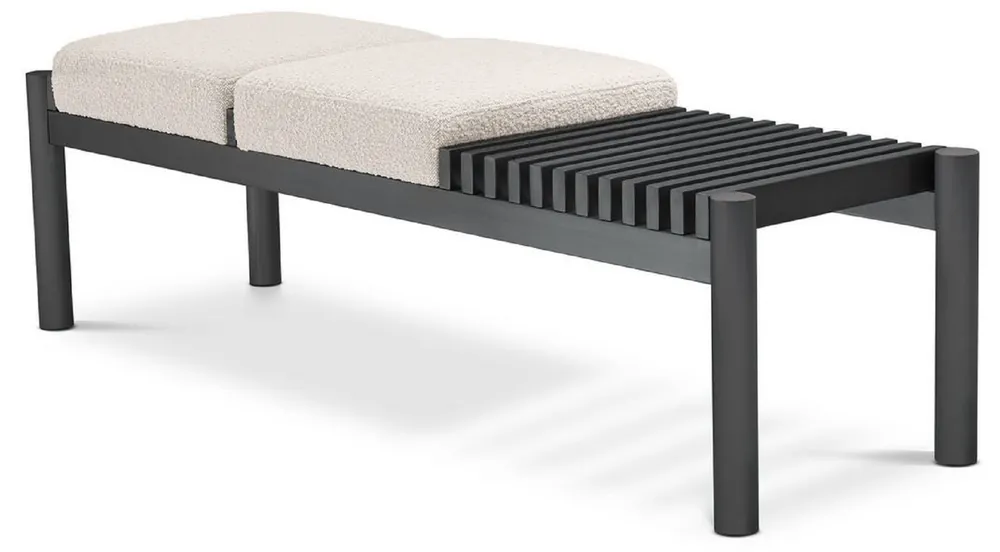 Markenprodukt Casa Padrino banco de lujo crema / bronce 140 x 44 x A. 45 cm - Banco acolchado de acero inoxidable - Muebles de Sala de Estar - Muebles de Hotel - Colección de Lujo