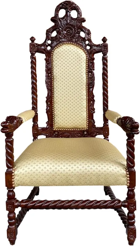 Billig Sillón trono barroco Casa Padrino patrón crema / marrón - muebles de silla Tron