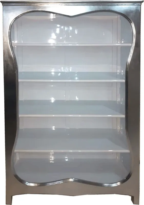 Estantería barroca Casa Padrino blanco / plateado 120 x H 185 cm estantería estantería mueble Direkt Vom Hersteller