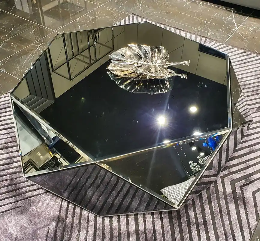 Casa Padrino mesa de centro de lujo 90 x 90 x A. 45 cm - Mesa de salón con espejo - Muebles de salón de lujo con espejo Neu