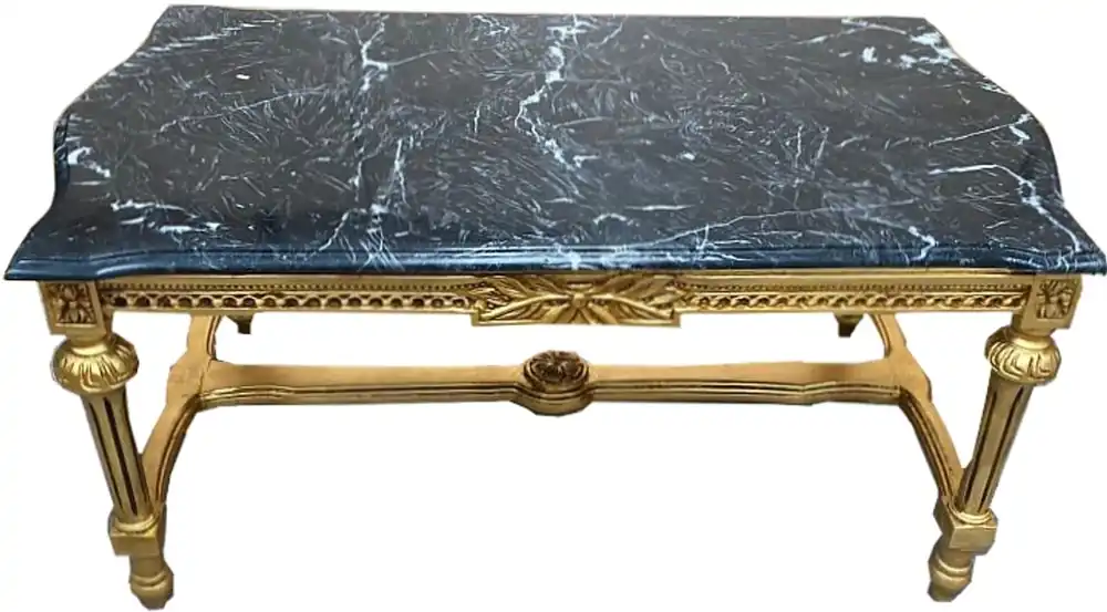 Casa Padrino mesa de centro antigua barroca dorada con tapa de mármol negro 103 x 56 x 47 cm - aspecto antiguo Knallerangebot