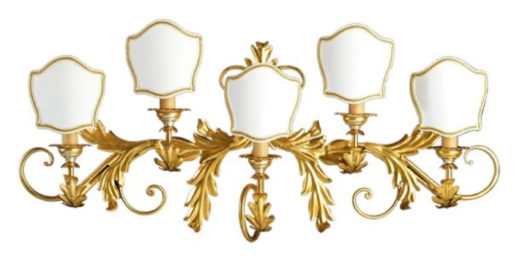 Kracherpreis Casa Padrino lámpara de pared barroco de lujo oro / blanco 86 x 20 x A. 38 cm - Lámpara de pared de metal hecha a mano con pantallas - Lámparas de pared barrocos