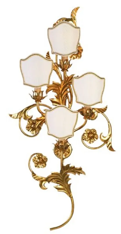 Beliebt Casa Padrino lámpara de pared barroco de lujo oro / blanco 46 x 14 x A. 92 cm - Lámpara de pared de metal hecha a mano con pantallas - Lámparas de pared barrocos