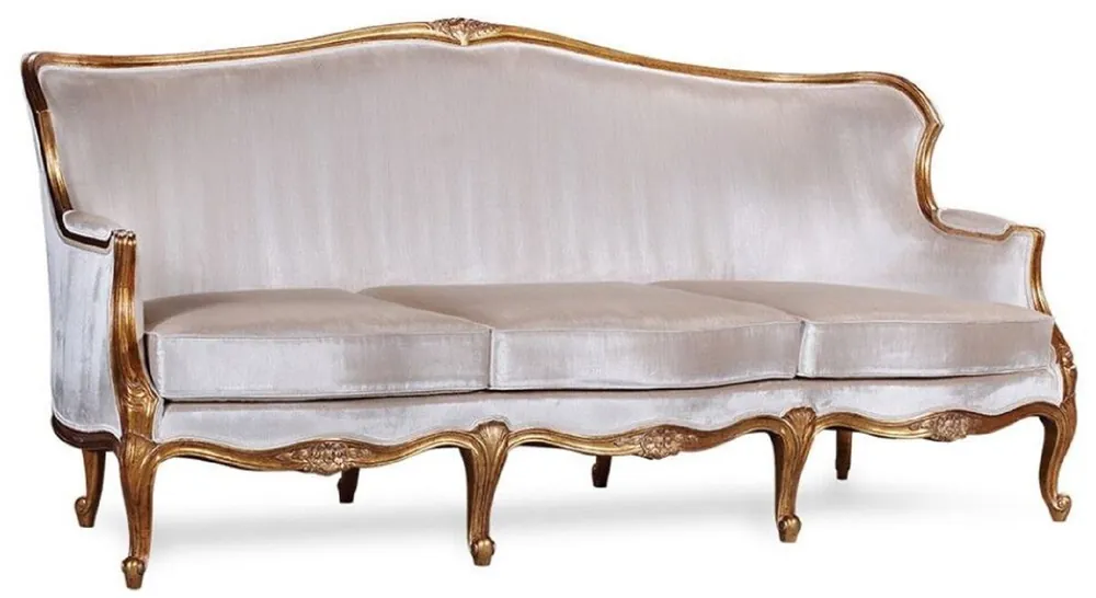Meistverkauft Casa Padrino sofá barroco de lujo plata / oro antiguo - Magnífico sofá de sala de estar de estilo barroco - Muebles de salón barrocos - Noble y Magnífico