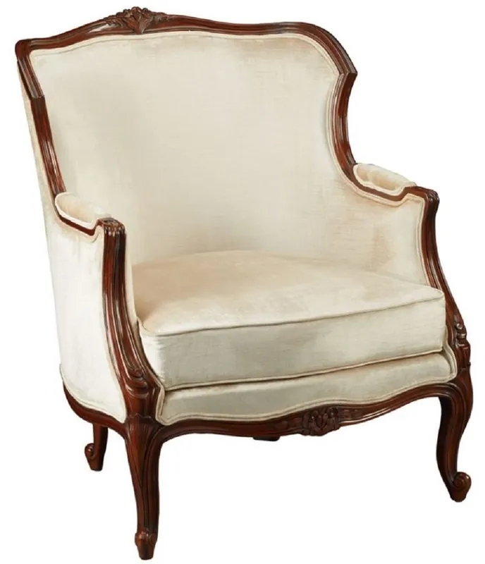 Casa Padrino sillón barroco de lujo crema / marrón oscuro - Magnífico sillón de salón en estilo barroco - Muebles de salón barrocos - Noble y Magnífico Begrenztes Angebot