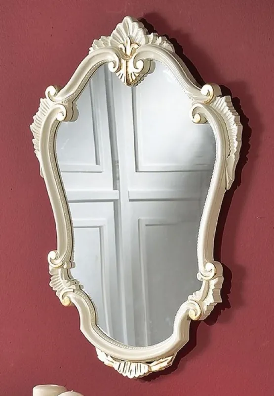 Angebot Casa Padrino espejo barroco de lujo blanco / oro - Espejo de pared de madera maciza hecho a mano en estilo barroco - Muebles Barrocos - Calidad de Lujo - Hecho en Italia