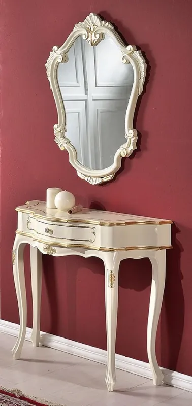 Casa Padrino consola barroco de lujo con espejo de pared blanco / oro - Muebles barrocos de madera maciza hechos a mano - Calidad de Lujo - Hecho en Italia Finale Aktion