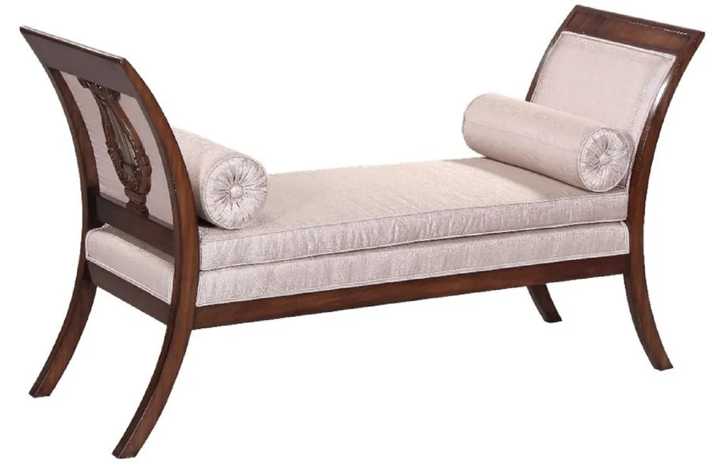 Casa Padrino banco Art Deco de lujo plata / marrón oscuro - Banco de madera maciza hecho a mano - Muebles de Salón Art Deco Finale Aktion