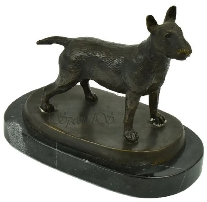 Top-Seller Casa Padrino figura decorativa de bronce de lujo perro bull terrier bronce / negro 19 x 10 x A. 15 cm - Escultura de bronce con base de mármol - Figura de decoración - Accesorios de decoración