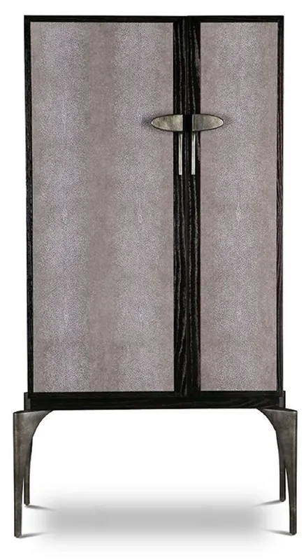 Casa Padrino armario bar de diseño negro / gris / plata 90 x 50 x A. 160 cm - Armario de madera maciza con 2 puertas - Muebles de sala de estar - Muebles de Hotel - Colección de Lujo Heißes Angebot
