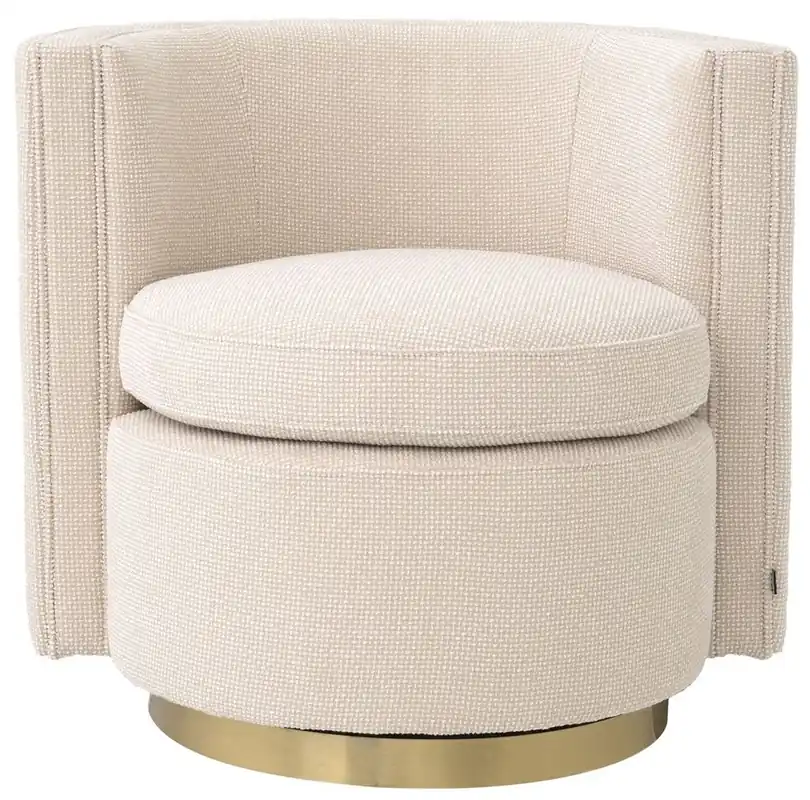 Online Kaufen Casa Padrino sillón giratorio de lujo beige / oro mate 80 x 73 x A. 71,5 cm - Sillón de salón tapizado - Muebles de salón de lujo