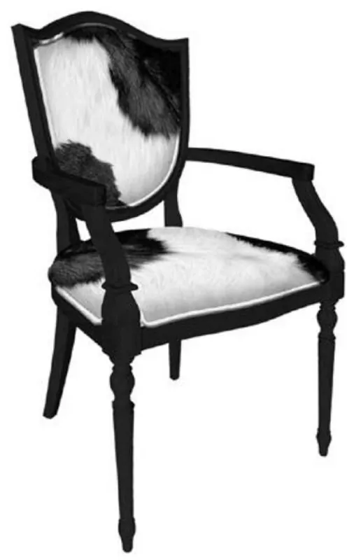 Bestseller Casa Padrino silla de comedor Art Deco blanco / negro - Silla de madera maciza con reposabrazos - Muebles de Comedor Art Deco