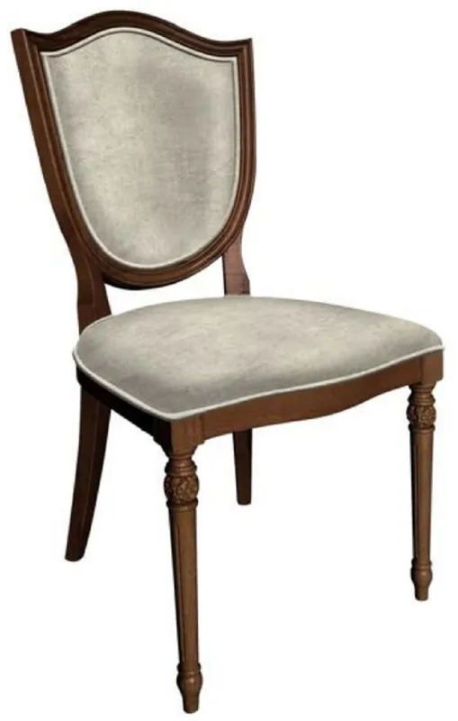 Echt Casa Padrino silla de comedor Art Deco plata / marrón - Elegante silla de madera maciza - Muebles de Comedor Art Deco