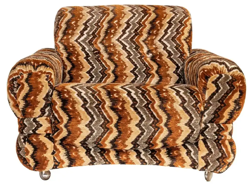 Casa Padrino sillón de diseño de lujo de los años 70 beige / marrón / negro 94 x 93 x A. 70 cm - Sillón de salón retro con ruedas - Muebles de salón de diseño de los años 70 Angebot
