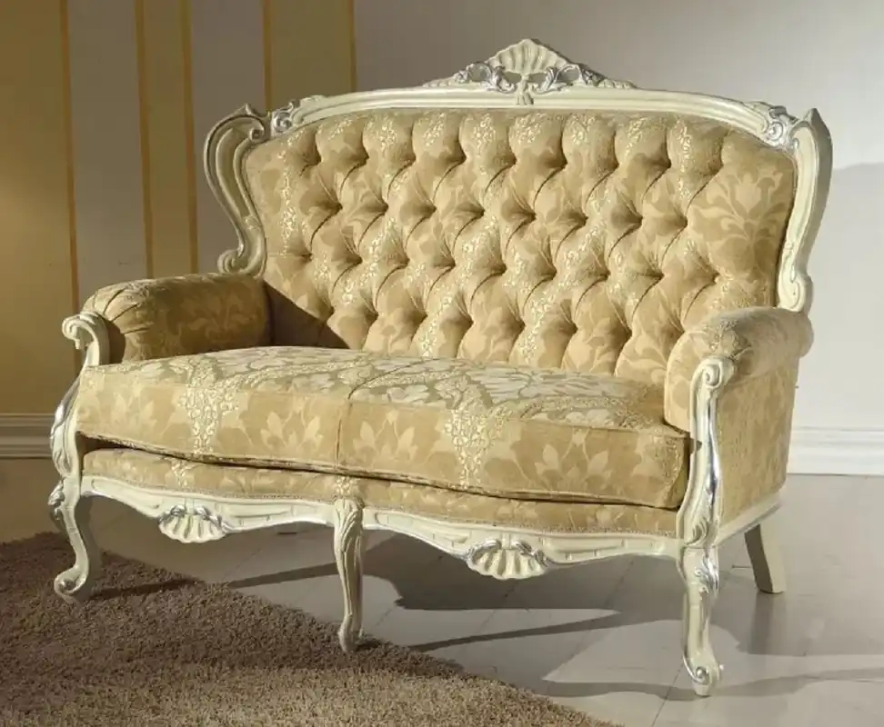 Casa Padrino sofá barroco de lujo oro / crema / plata - Noble sofá de salón con patrón elegante - Muebles Barrocos - Calidad de Lujo - Hecho en Italia Letzte Chance