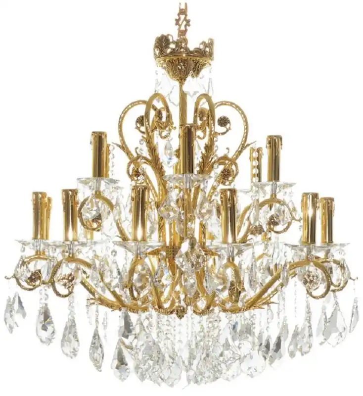 Rabatt Casa Padrino araña de luces barroco de lujo oro Ø 90 x A. 75 cm - Magnífica lámpara de araña de latón con cristal fino - Noble & Magnífica