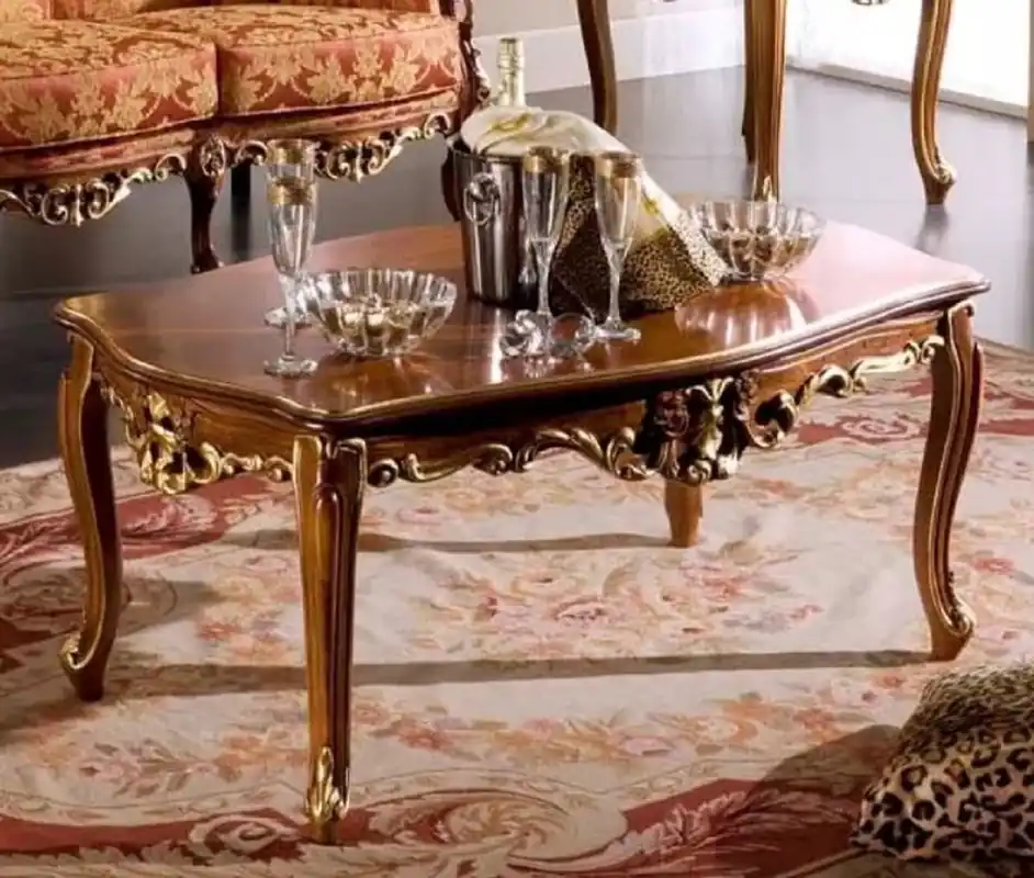 Casa Padrino mesa de centro barroco de lujo marrón / oro - Mesa de madera maciza hecha a mano en estilo barroco - Muebles de salón barrocos - Calidad de lujo - Hecho en Italia Sofort Bestellen