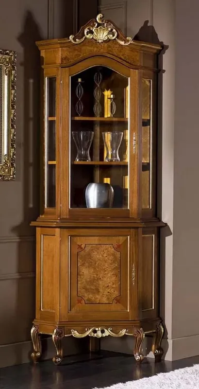 Casa Padrino vitrina barroco de lujo marrón / oro - Vitrina de madera maciza hecha a mano con 2 puertas - Magníficos muebles barrocos - Calidad de Lujo - Hecho en Italia Preisreduziert
