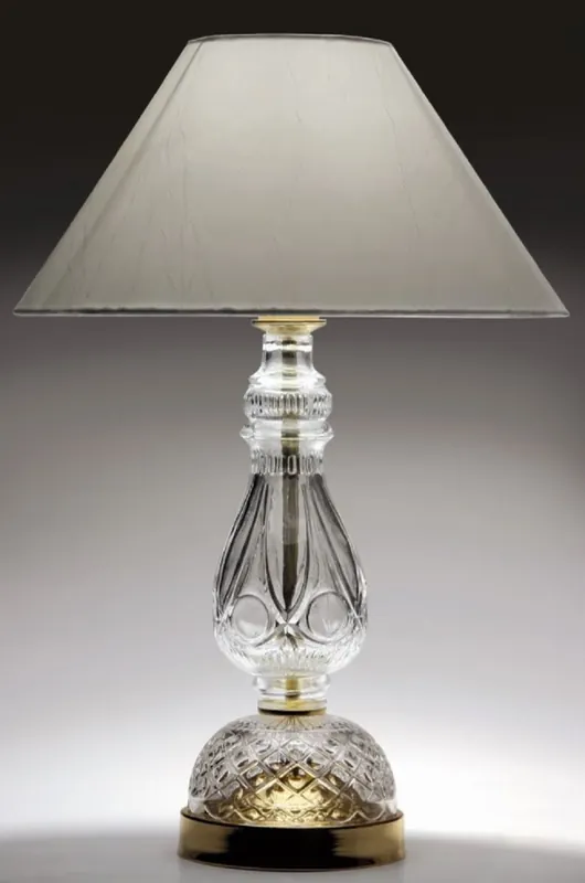 Schneller Versand Casa Padrino lámpara de mesa de cristal barroco de lujo oro / gris Ø 35 x A. 50 cm - Lámpara de mesa elegante con cristal de Bohemia y pantalla - Lámparas de mesa de cristal barroco