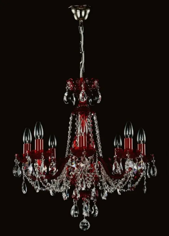 Casa Padrino araña de luces barroco de lujo rojo / plata Ø 57 x A. 55 cm - Magnífica lámpara de araña de latón con cristal de Bohemia - Noble & Magnífica Jetzt Bestellen