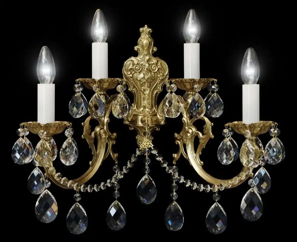 Casa Padrino lámpara de pared de cristal barroco de lujo bronce 48 x A. 45 cm - Magnífica lámpara de pared con cristal de Bohemia - Muebles Barrocos Top-Preis