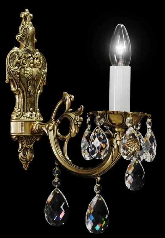 Casa Padrino lámpara de pared de cristal barroco de lujo bronce A. 37 cm - Magnífica lámpara de pared con cristal de Bohemia - Noble & Magnífica Preisknaller