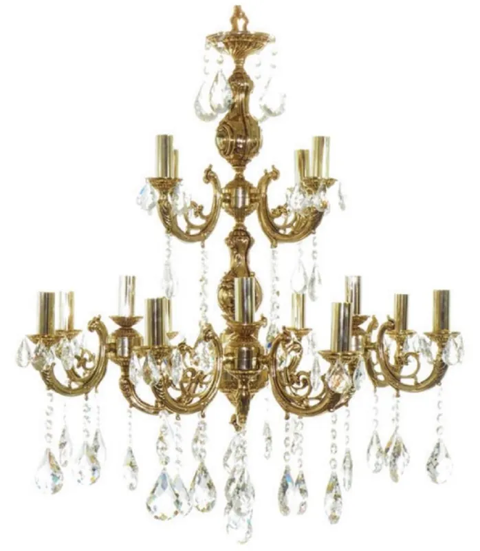 Casa Padrino araña de luces barroco de lujo oro Ø 110 x A. 110 cm - Araña de luces de latón bañado en oro con cristal fino - Araña de Luces de Salón Barroco - Araña de Luces de Hotel Barroco Preisreduziert